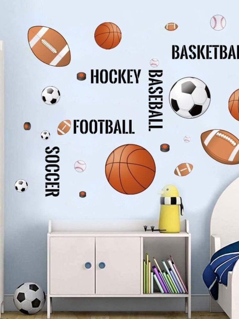 Sport Balls Wall Stickers Boys Wall Decals Basketball Soccer Baseball Football H